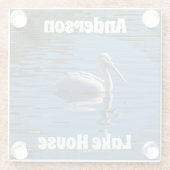 ペリカンワイルドバードカームブルーウォーターレイクハウス ガラスコースター (裏面)