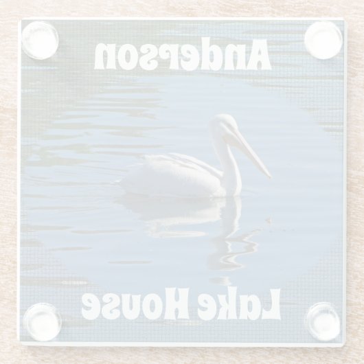 ペリカンワイルドバードカームブルーウォーターレイクハウス ガラスコースター (裏面)