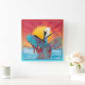 ペリカン島の夕日 スクエア壁時計 (ホーム)