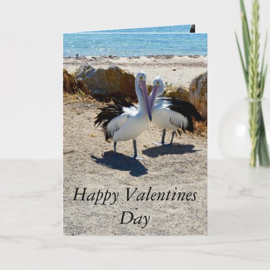 ペリカン愛、バレンタインデー、グリーティングカード。 シーズンカード (正面)