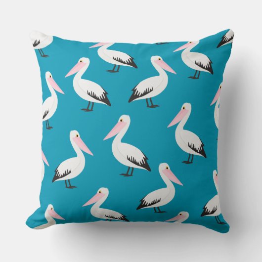 ペリカン模様 クッション (正面)