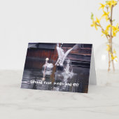 ペリカン離陸 カード (黄色い花)