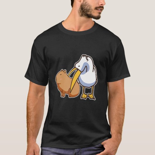 ペリカン食べズケイバラケイピラ動物 Tシャツ (正面)