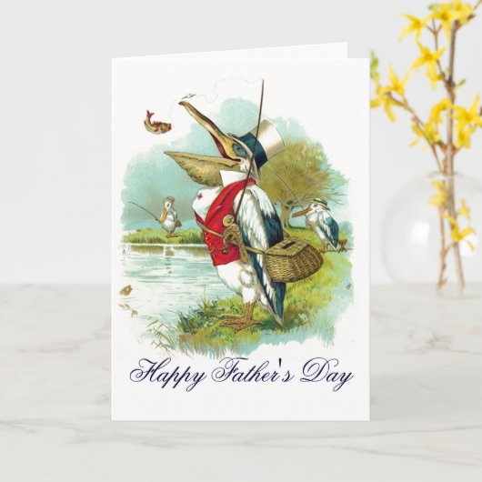 ペリカン魚釣り カード (黄色い花)