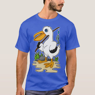 ペリカン・アズ・フィッシャー・魚釣り・ロッド・フィッシュ Tシャツ