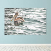 ペリカン・イン・ウォーター キャンバスプリント (インサイチュ (ウッドフロア))