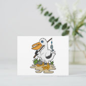 ペリカン　フィッシャー　釣り竿と魚付き ポストカード (スタンド正面)