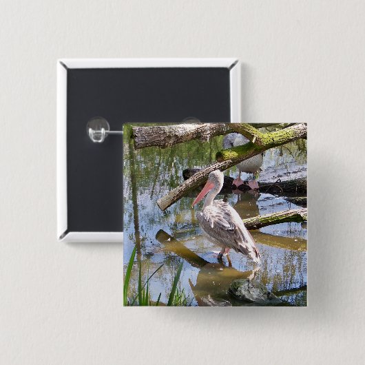 ペリカン 缶バッジ (正面&裏面)