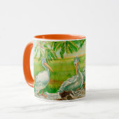 ペリカン、鳥、動物園の動物とコーヒーマグ マグカップ (正面左)