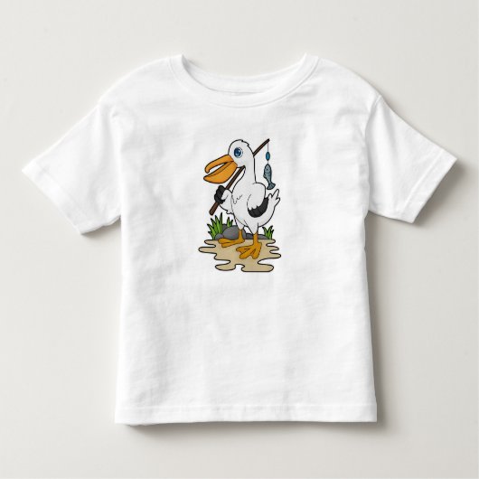 ペリカンasフィッシャー魚釣りロッド&フィッシュ トドラーTシャツ (正面)