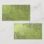 ペリドットグリーン+素朴な銀の渦巻き 名刺 (正面/裏面)