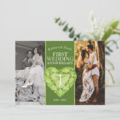 ペリドット1周年の結婚記念日の今と昔の写真 招待状 (スタンド正面)
