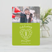 ペリドット ハート 1周年 1年 写真 招待状 (スタンド正面)