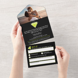 ペリドッ結婚ト1周年記念パーティー宝石 オールインワン招待状