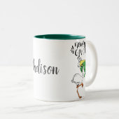 ペリパーソナライズされたカ与えンとカエルを決して上げない ツートーンマグカップ (正面右)