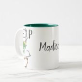 ペリパーソナライズされたカ与えンとカエルを決して上げない ツートーンマグカップ (正面左)