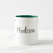 ペリパーソナライズされたカ与えンとカエルを決して上げない ツートーンマグカップ (中央)