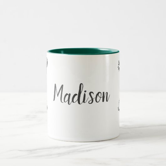 ペリパーソナライズされたカ与えンとカエルを決して上げない ツートーンマグカップ (中央)