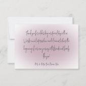 ペリホワイトマウヴモダンフローラ結婚の感謝 サンキューカード (裏面)