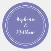 ペリモダンウィンクル結婚・ブルーの新郎新婦のお願い ラウンドシール (正面)