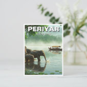 ペリヤール国立公園の象インド旅行 ポストカード (スタンド正面)