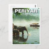 ペリヤール国立公園の象インド旅行 ポストカード (正面/裏面)