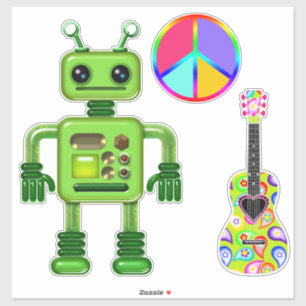 ペリー・ザ・ペリドット・ロボット平和サイン・ギター シール