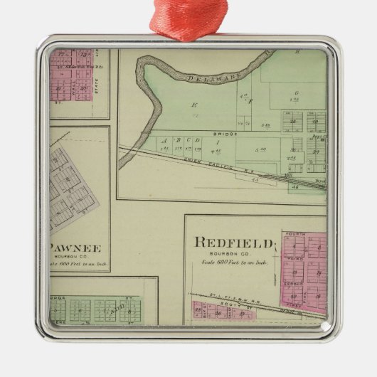ペリー、メンフィス、Pawnee、Bronson、Redfield、カンザス メタルオーナメント (正面)
