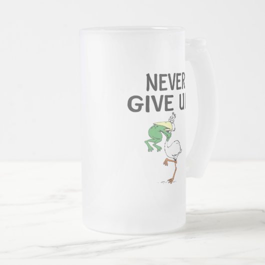 ペリ与えカンとやる気を起こさせるカエルを決して上げない フロストグラスビールジョッキ (正面右)