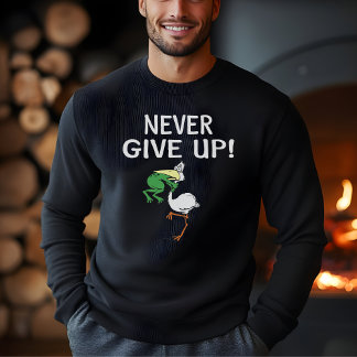 ペリ与えカンとやる気を起こさせるカエルを決して上げない Tシャツ