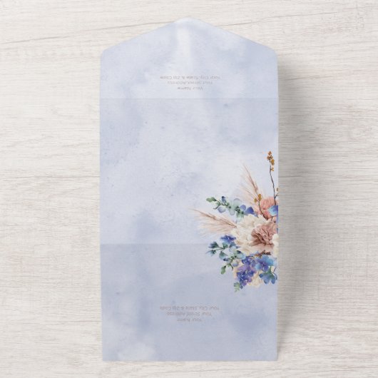 ペリBoho花の草すべて1つの結婚式の招待 オールインワン招待状 (外側)