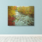 ペルキオメンクリークインオータムグリーンレーンペンシルバニア キャンバスプリント (インサイチュ (ウッドフロア))