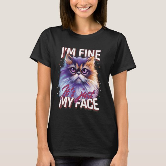 ペルシおもしろいア猫だ素晴らしは私の顔・ペルシー Tシャツ (正面)
