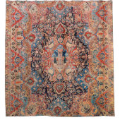 ペルシアカーペットブラックブルーレッド  シャワーカーテン (正面)