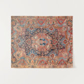 ペルシアカーペットブラックブルーレッド  タペストリー (正面(横))