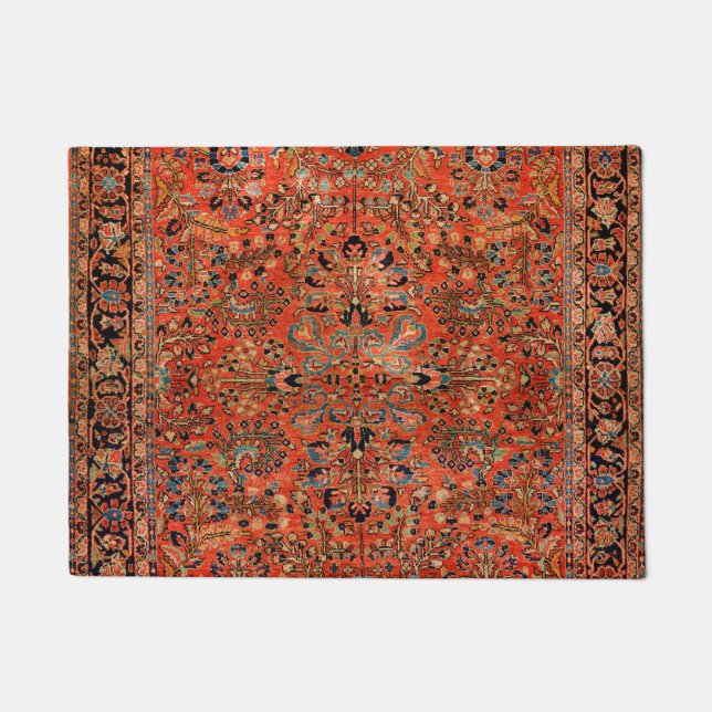 ペルシアサルークレッドイエローリーフ  ドアマット (正面)