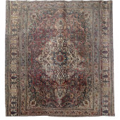 ペルシアドロクシュ埃っぽい鈍いブルーグレーグリーン シャワーカーテン (正面)