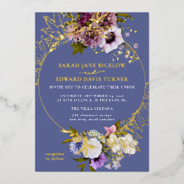 ペルシア産ペリウィンクルプラムフローラ 箔招待状