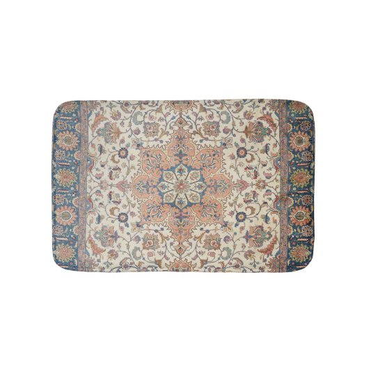 ペルシア素晴らしタブリズブルーラストオレンジ バスマット (正面)