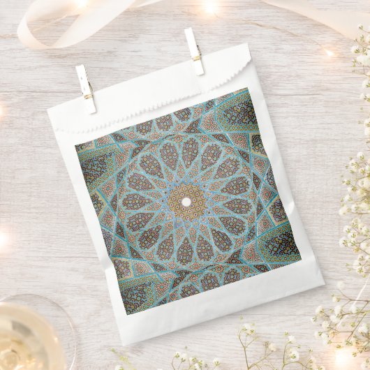 ペルシエレガントアンブルーアラベスク東洋装飾 フェイバーバッグ (クリップ留めされた状態)