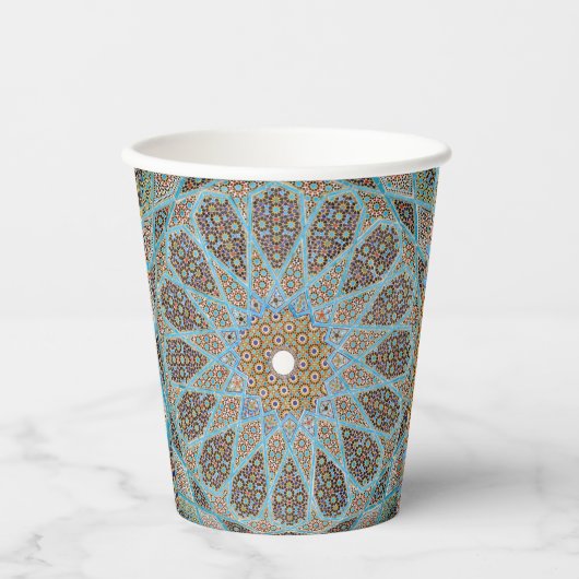 ペルシエレガントアンブルーアラベスク東洋装飾 紙コップ (正面)