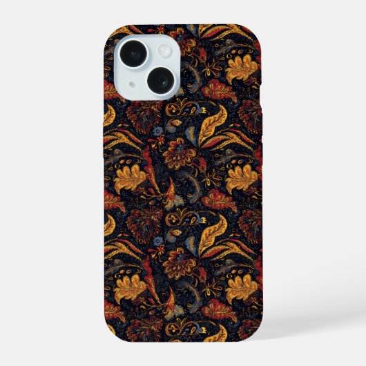 ペルシカラフルア花柄 iPhone 15ケース (裏面)