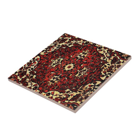 ペルシャのじゅうたんは濃い赤とクリームが見える タイル (側面)