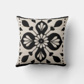 ペルシャのエレガンス：手作りの白黒キリム クッション (裏面)