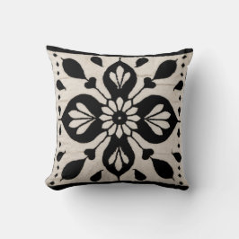 ペルシャのエレガンス：手作りの白黒キリム クッション