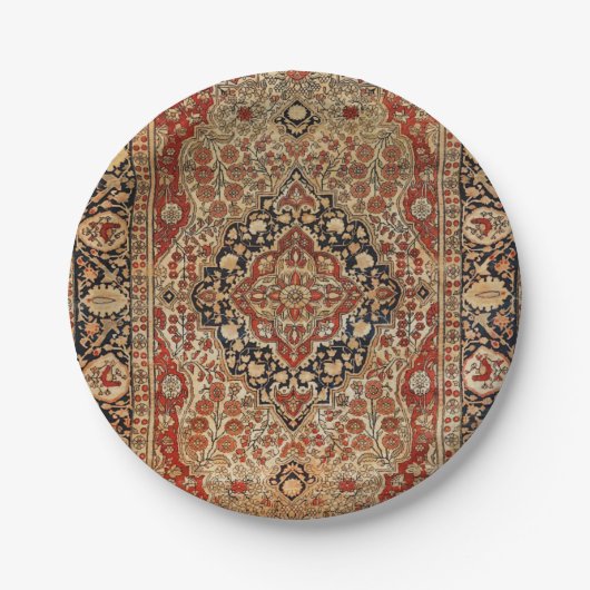 ペルシャのカシャン焼けオレンジ色 ペーパープレート (正面)