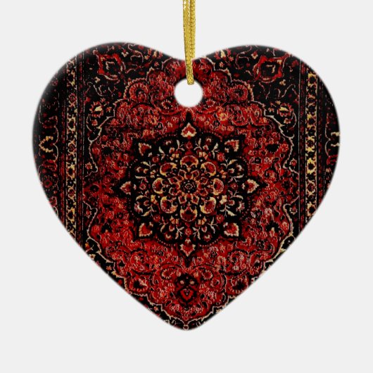 ペルシャのカーペットはバラ色の畑に見える セラミックオーナメント (正面)