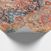 ペルシャのカーペットブラックブルーレッド ラッピングペーパー (角)
