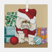 ペルシャのクリスマス猫 ガラスオーナメント (裏面)