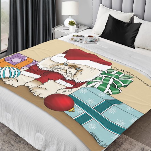 ペルシャのクリスマス猫 フリースブランケット